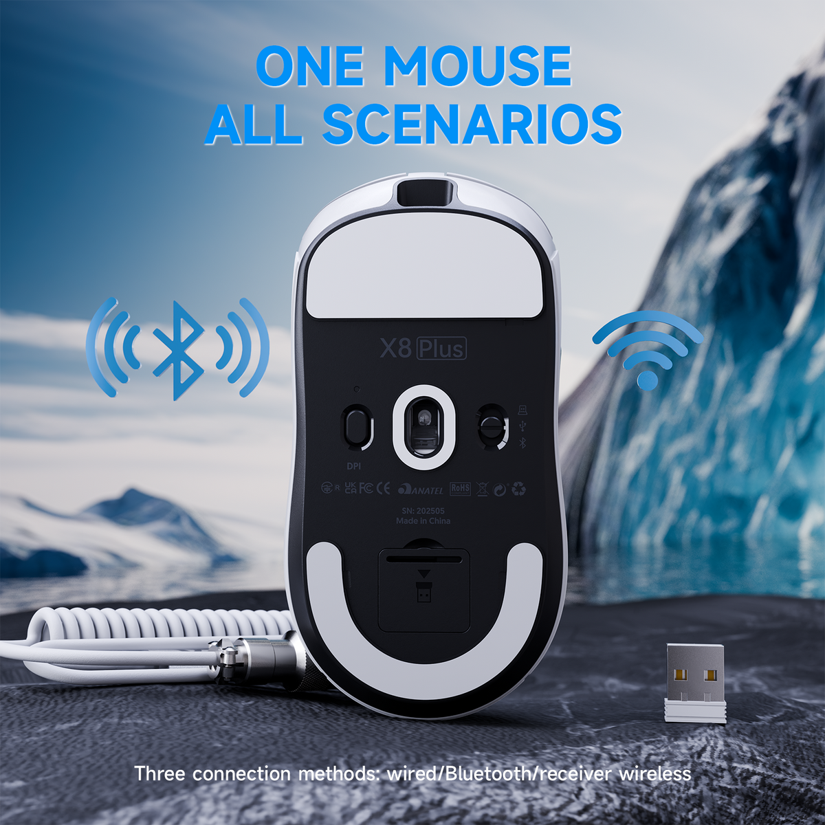 ATTACK SHARK X8 PLUS Tri-mode Wireless Gaming Mouse With C06 ULTRA Cable
