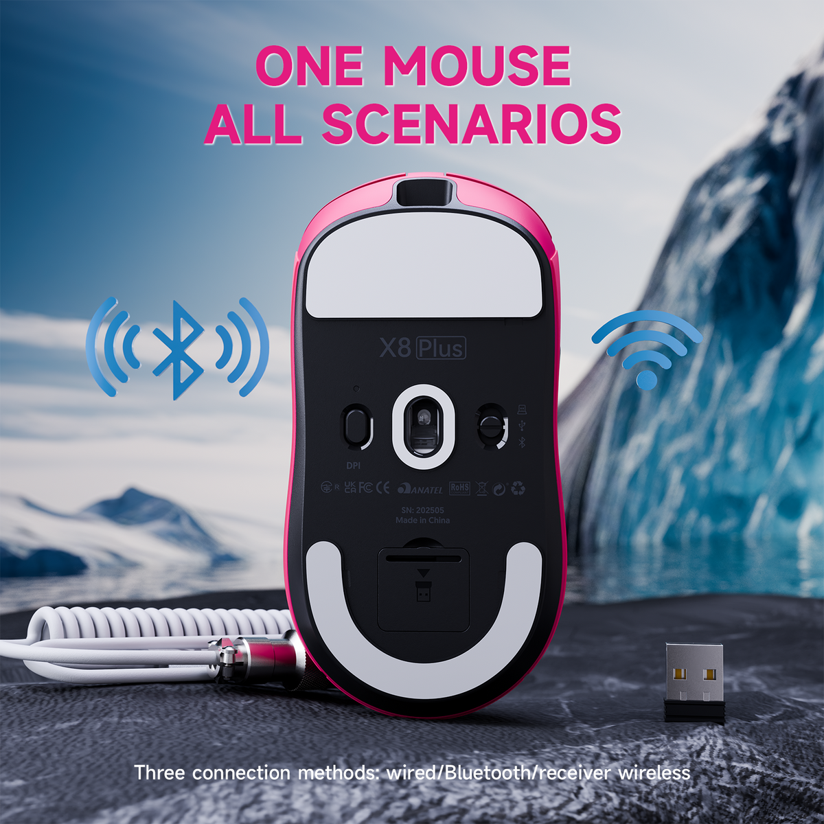 ATTACK SHARK X8 PLUS Tri-mode Wireless Gaming Mouse With C06 ULTRA Cable