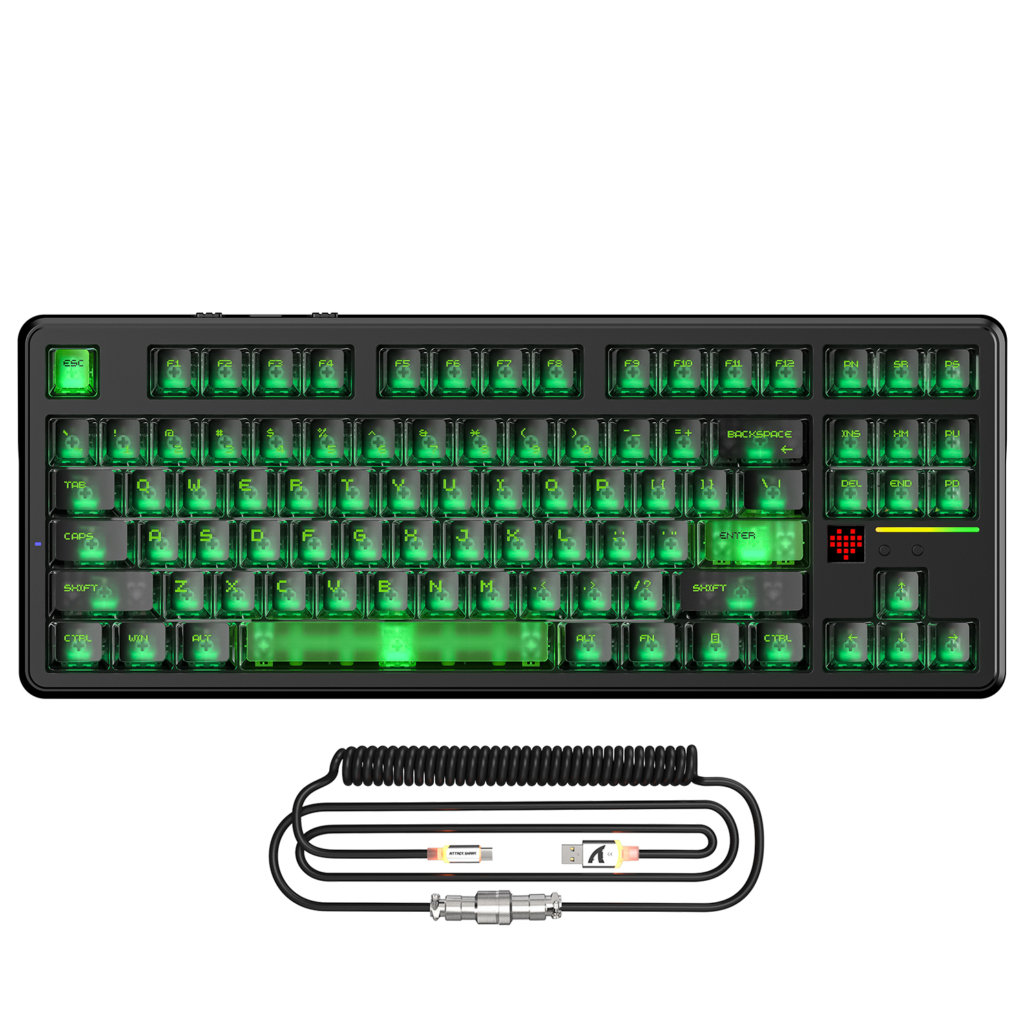 ATTACK SHARK X87 ULTRA Wireless Gaming Keyboard with 8KHz Receiver and RGB Coiled Cable