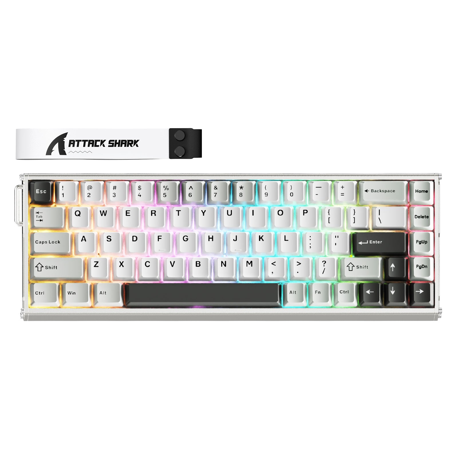 ATTACK SHARK white and silver 65% RGB mechanical keyboard