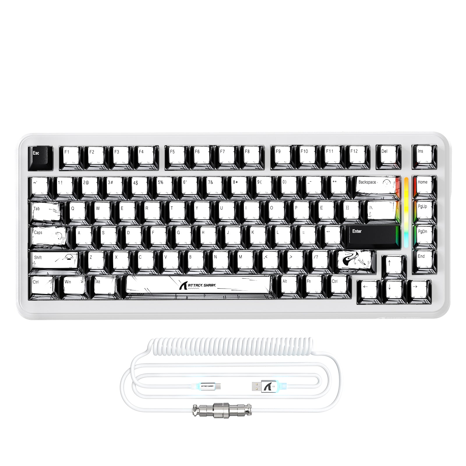 ATTACK SHARK X82PRO HE Magnetic Keyboard With C01Ultra RGB Coiled Cable